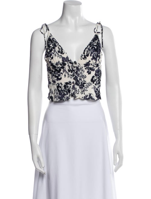Reformation Floral Print V-Neck Crop Top