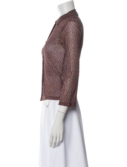 Reformation Polka Dot Print Mock Neck Button-Up Top