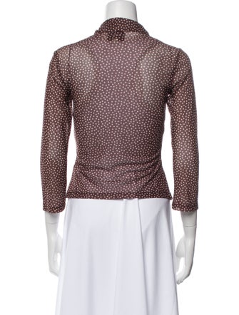 Reformation Polka Dot Print Mock Neck Button-Up Top