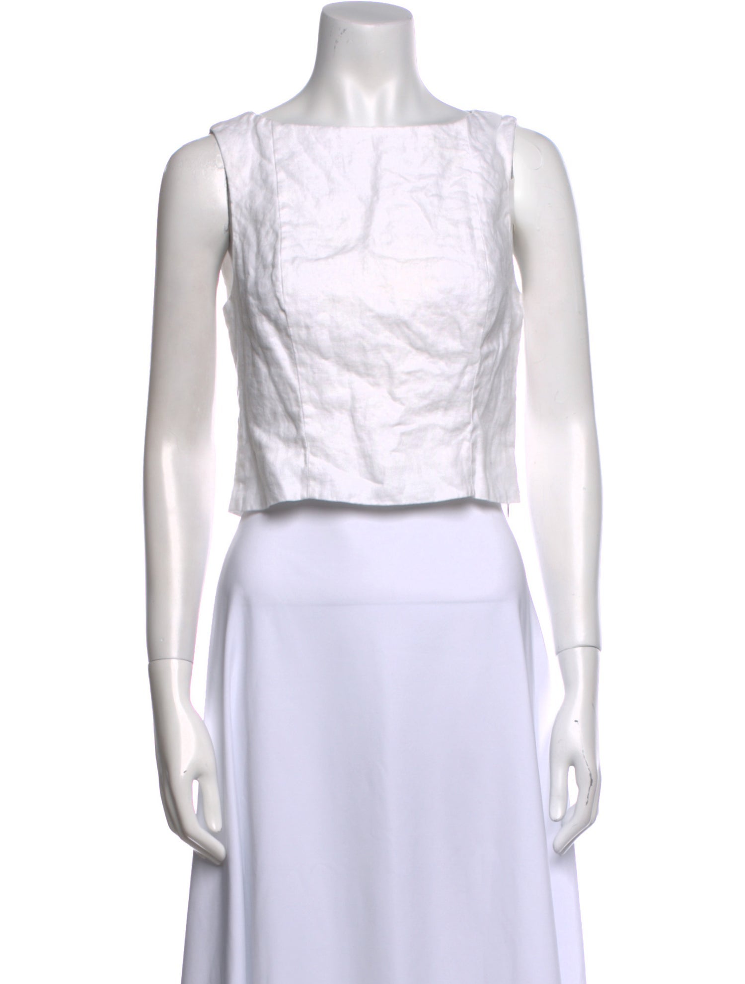 Reformation Linen Bateau Neckline Crop Top