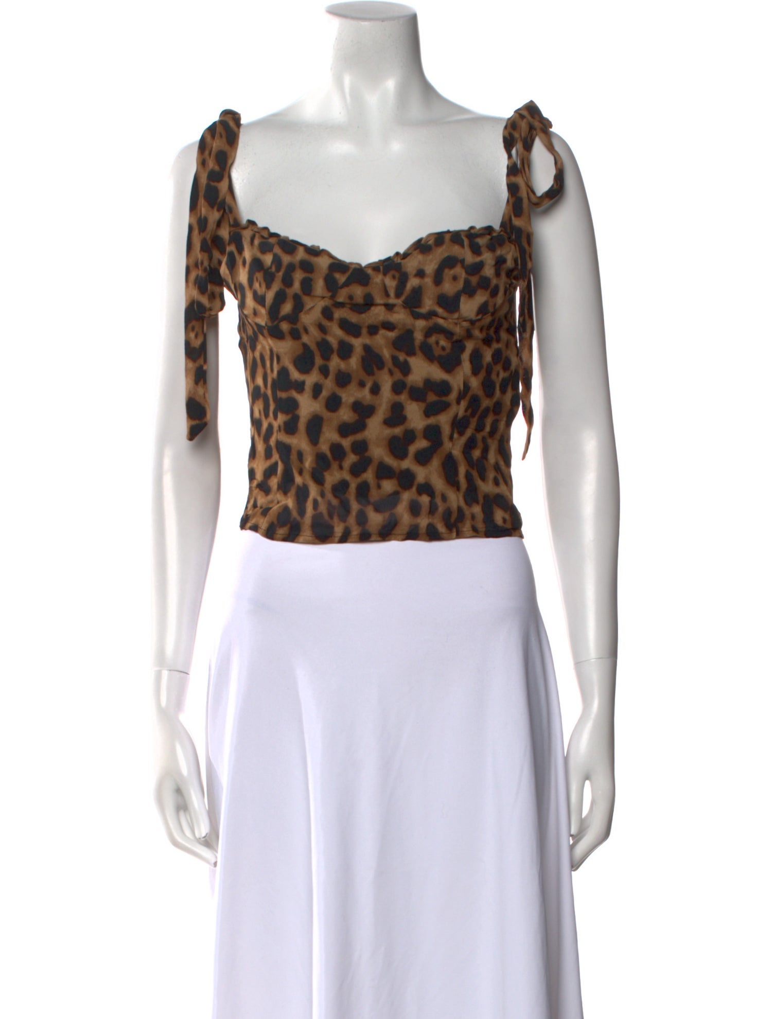 Reformation Animal Print Square Neckline Crop Top