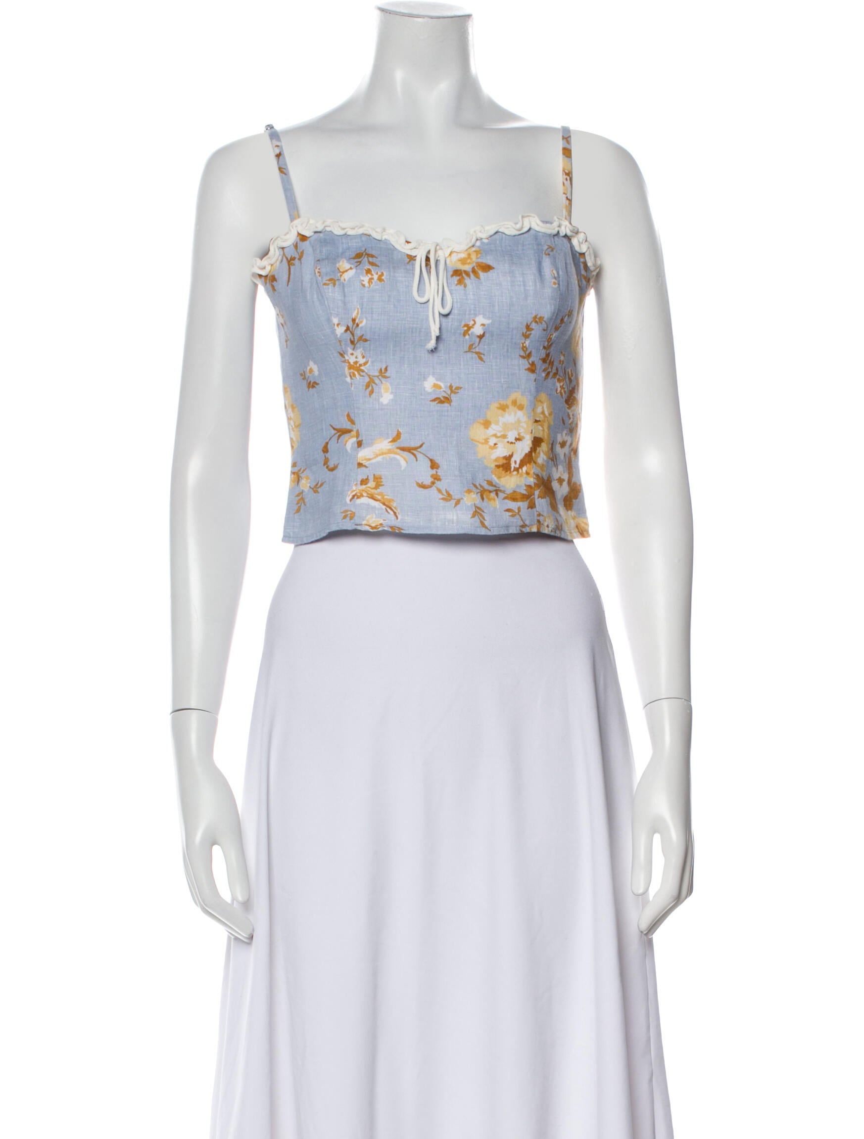 Reformation Linen Floral Print Crop Top