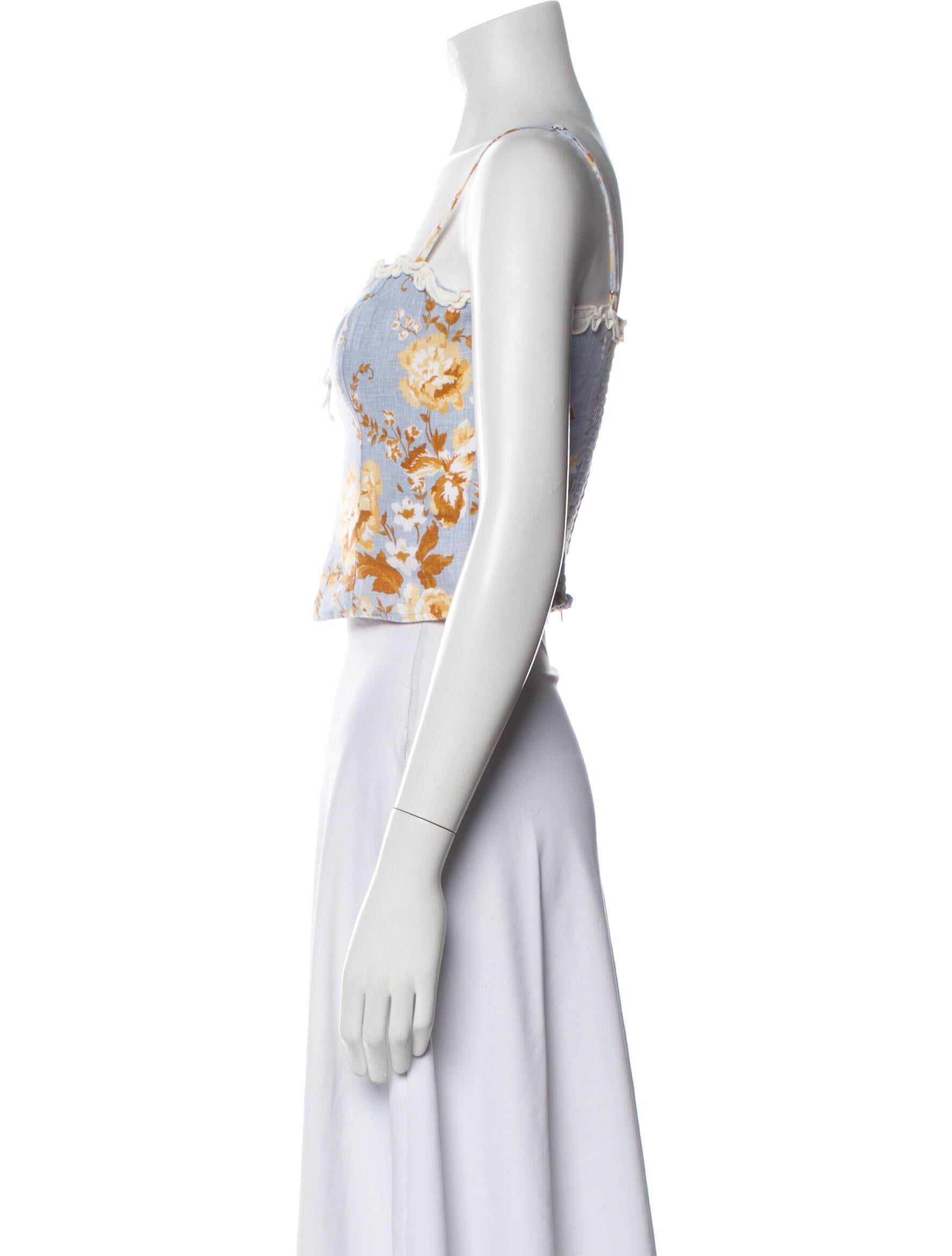 Reformation Linen Floral Print Crop Top