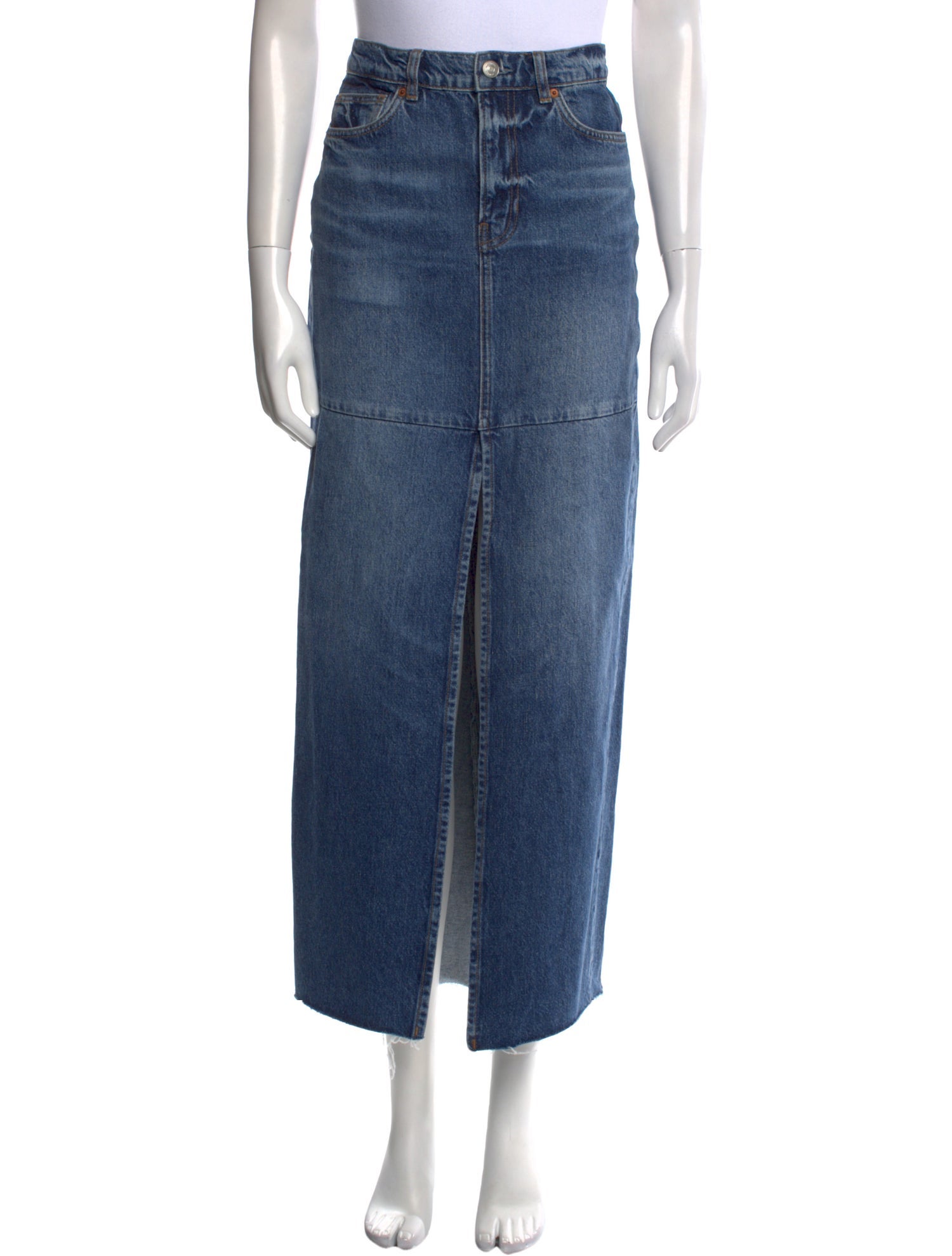 Reformation Distressed Accents Midi Length Skirt