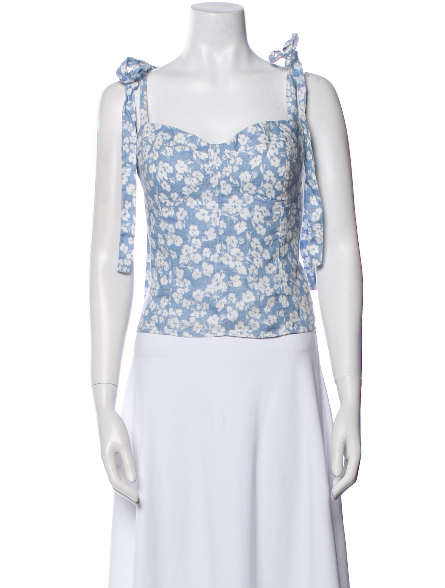 Reformation Linen Floral Print Crop Top