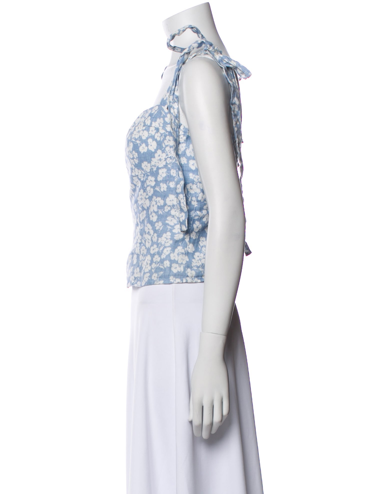 Reformation Linen Floral Print Crop Top