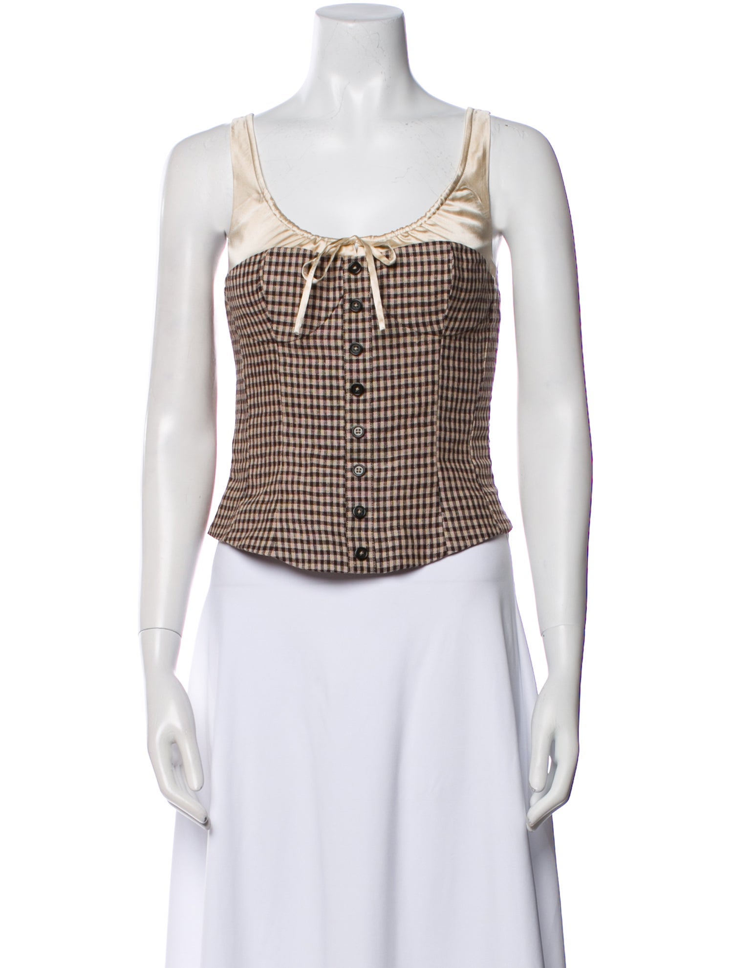 Reformation Linen Plaid Print Crop Top