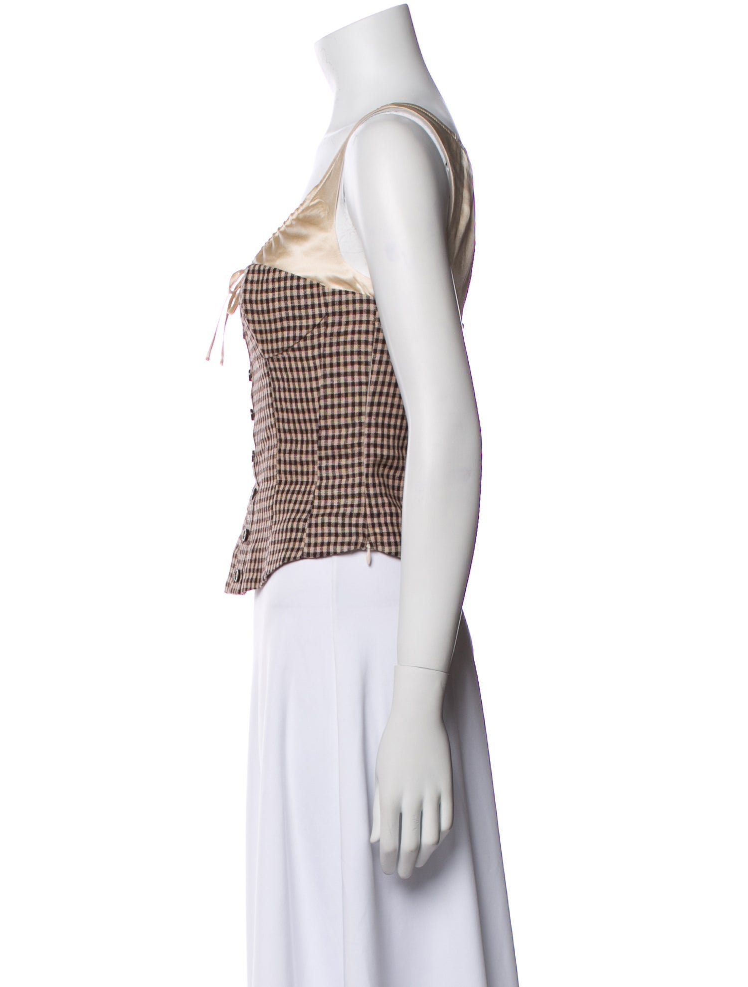 Reformation Linen Plaid Print Crop Top