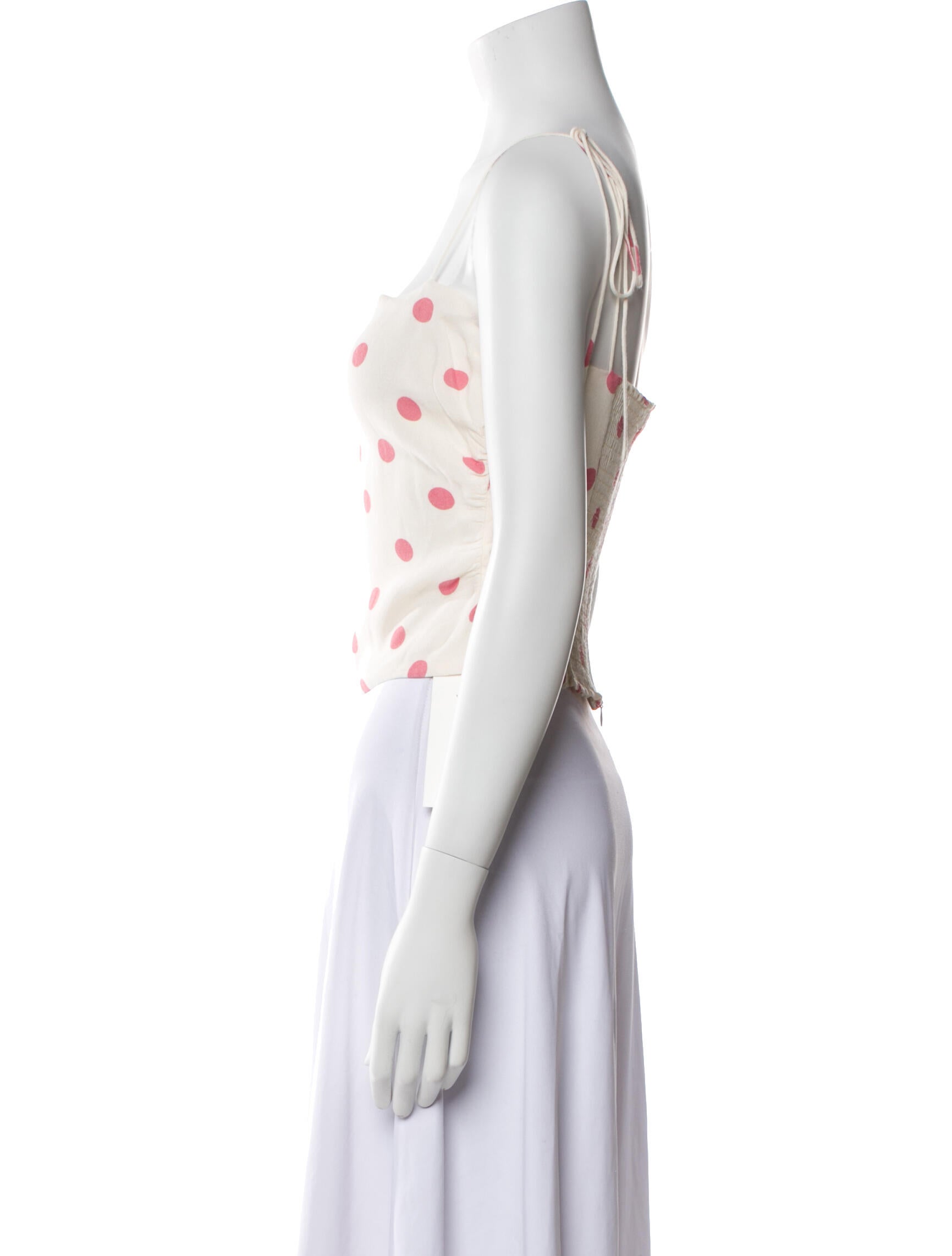 Reformation Polka Dot Print Square Neckline Crop Top