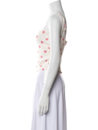 Reformation Polka Dot Print Square Neckline Crop Top