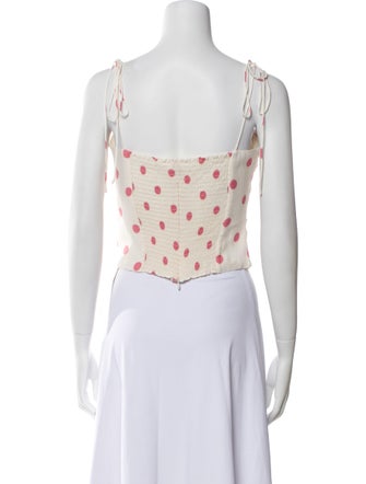 Reformation Polka Dot Print Square Neckline Crop Top