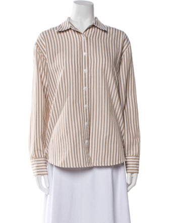 Reformation Striped Long Sleeve Button-Up Top