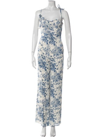 Reformation Floral Print Scoop Neck Jumpsuit
