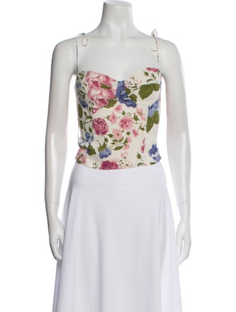 Reformation Floral Print Square Neckline Crop Top