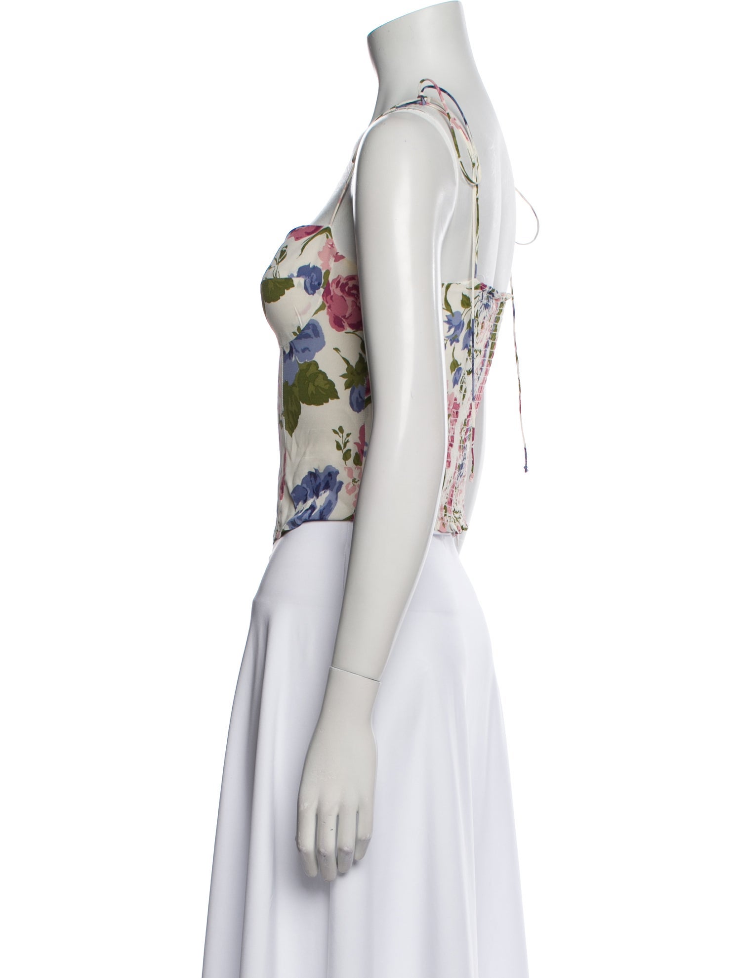 Reformation Floral Print Square Neckline Crop Top