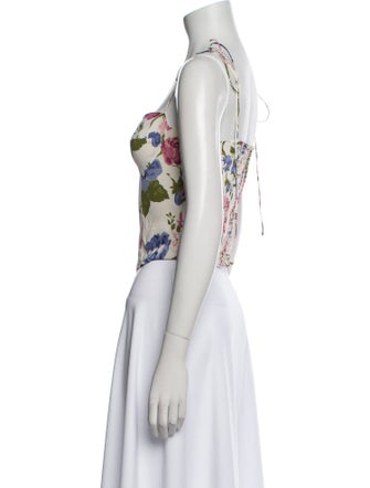 Reformation Floral Print Square Neckline Crop Top