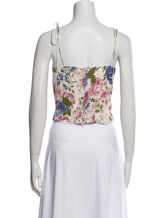 Reformation Floral Print Square Neckline Crop Top