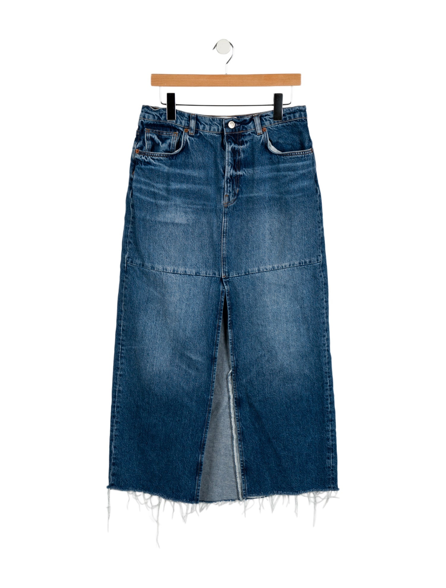 Reformation Raw-Edge Trim Midi Length Skirt