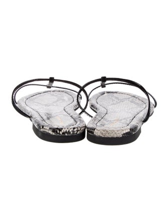 Reformation Patent Leather Animal Print T-Strap Sandals