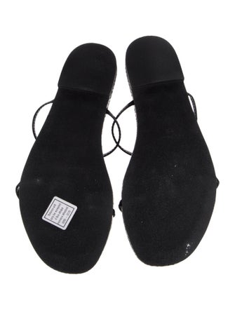 Reformation Patent Leather Animal Print T-Strap Sandals