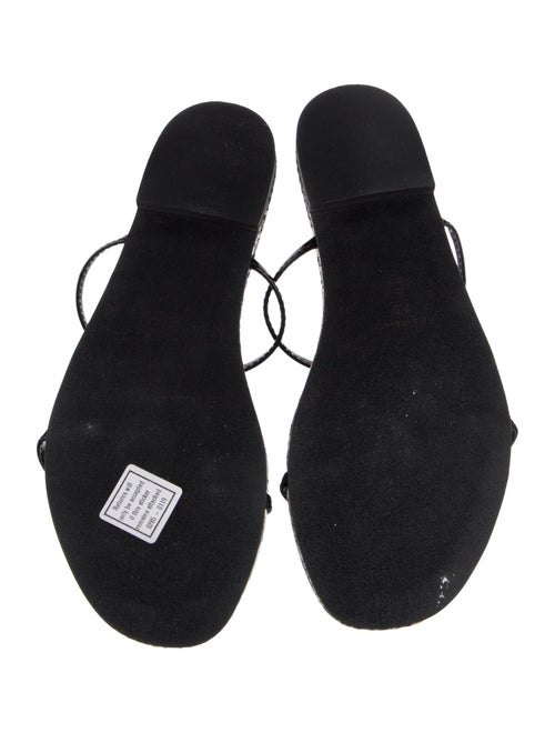 Reformation Patent Leather Animal Print T-Strap Sandals