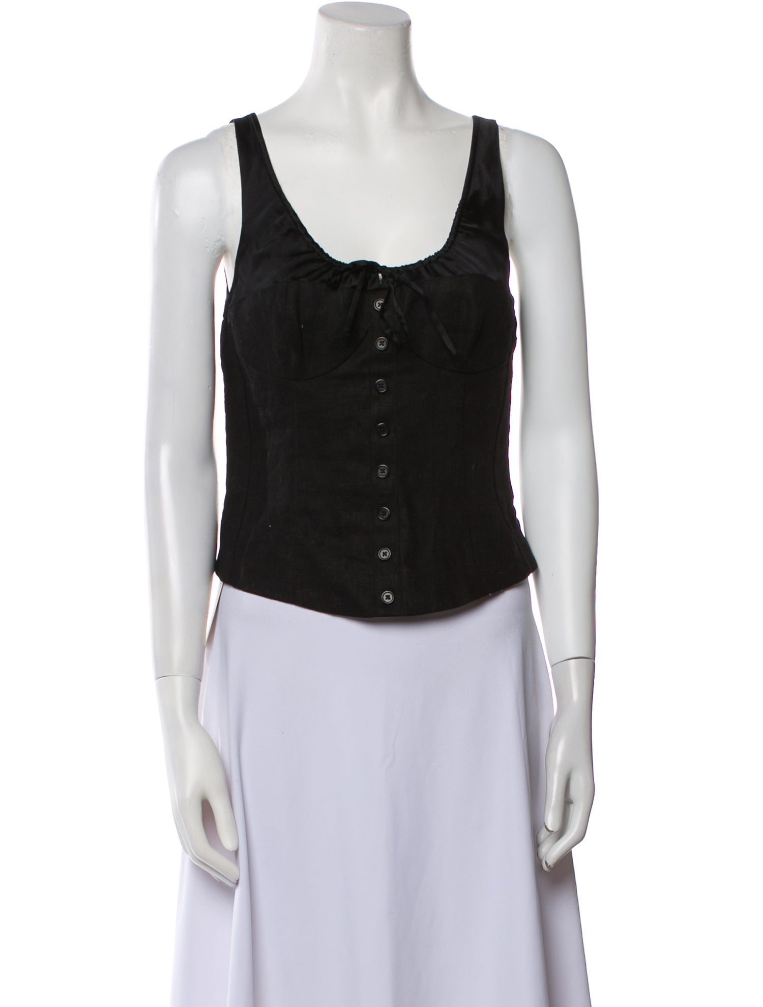 Reformation Linen Scoop Neck Crop Top