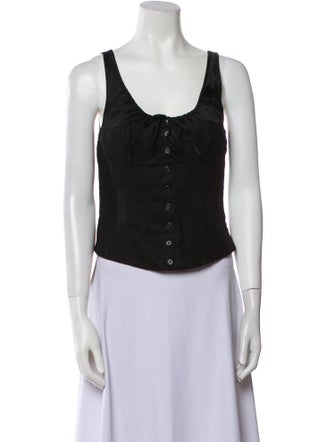 Reformation Linen Scoop Neck Crop Top