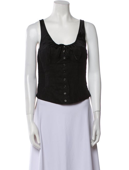 Reformation Linen Scoop Neck Crop Top