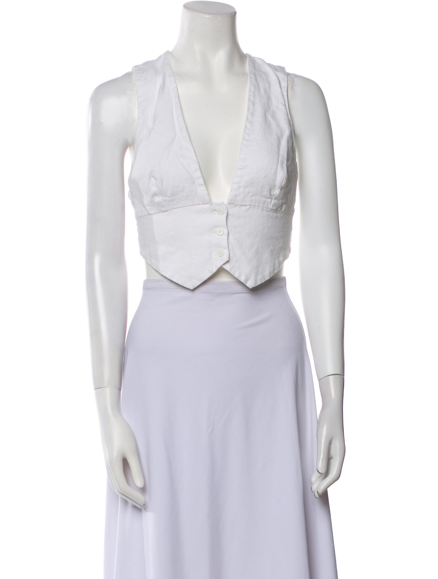 Reformation Linen V-Neck Crop Top