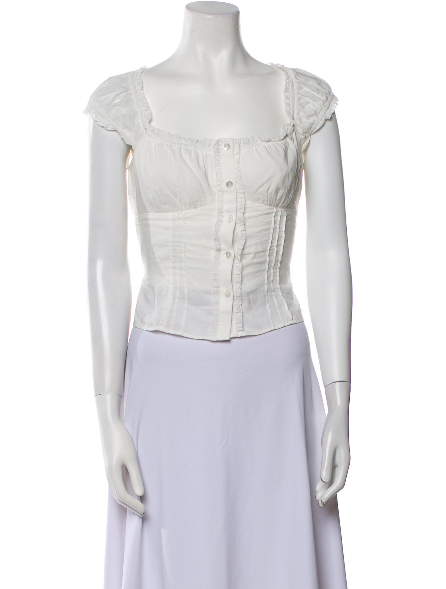 Reformation Square Neckline Short Sleeve Crop Top