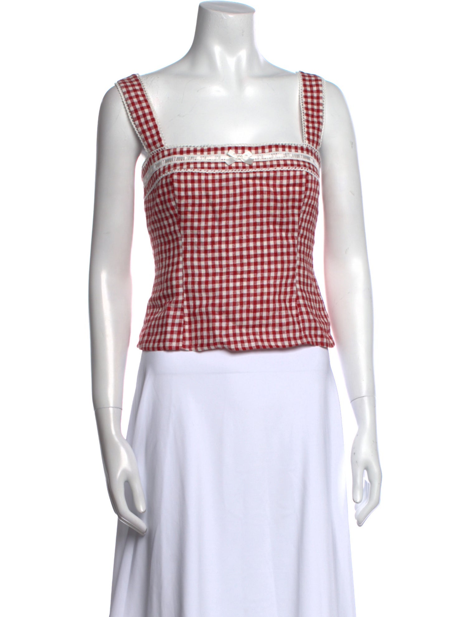 Reformation Linen Plaid Print Crop Top