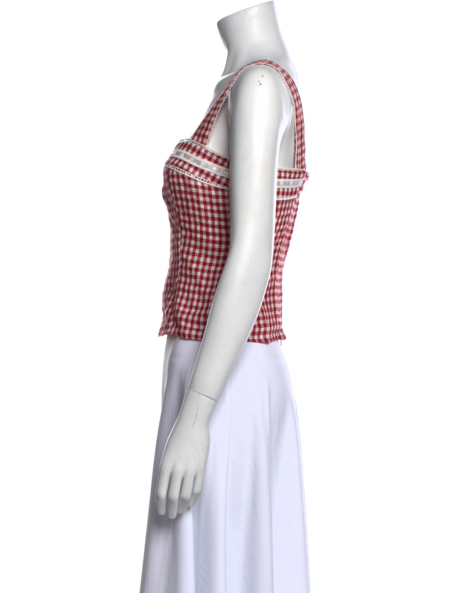 Reformation Linen Plaid Print Crop Top