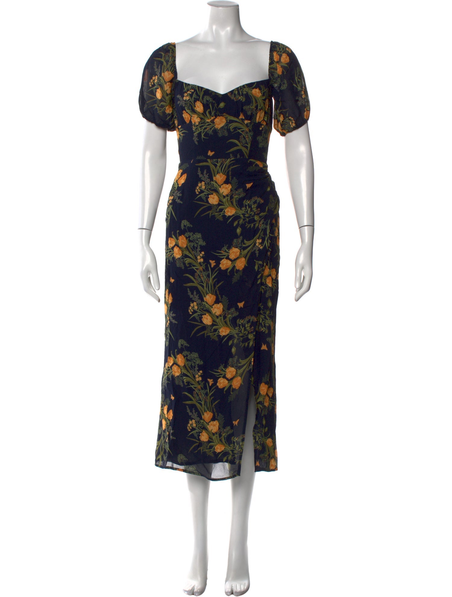 Reformation Floral Print Midi Length Dress