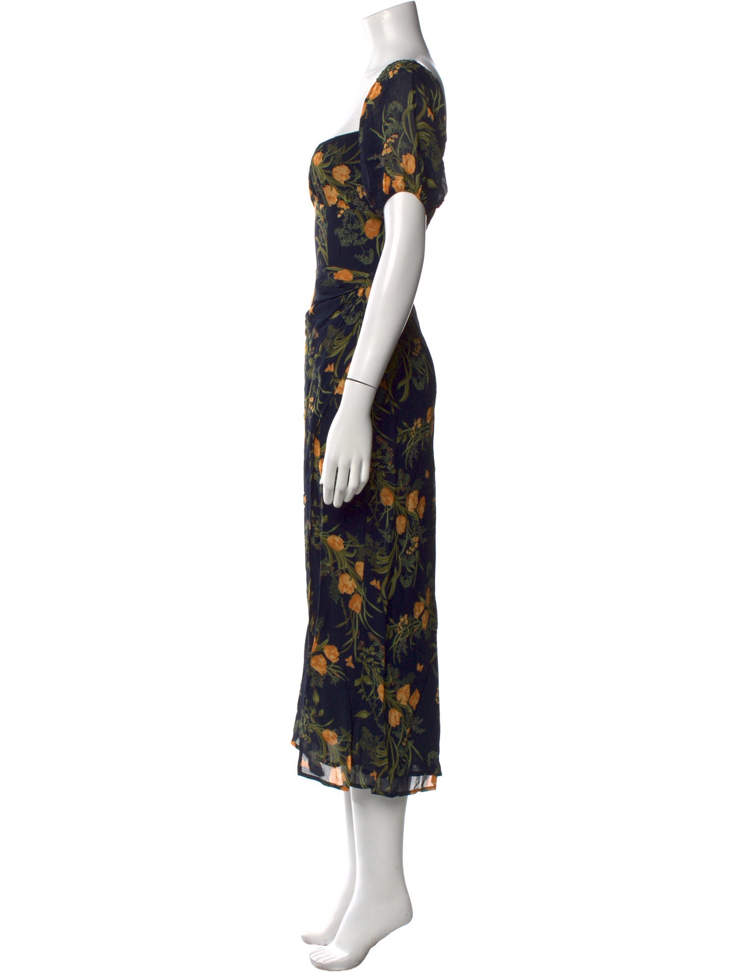 Reformation Floral Print Midi Length Dress