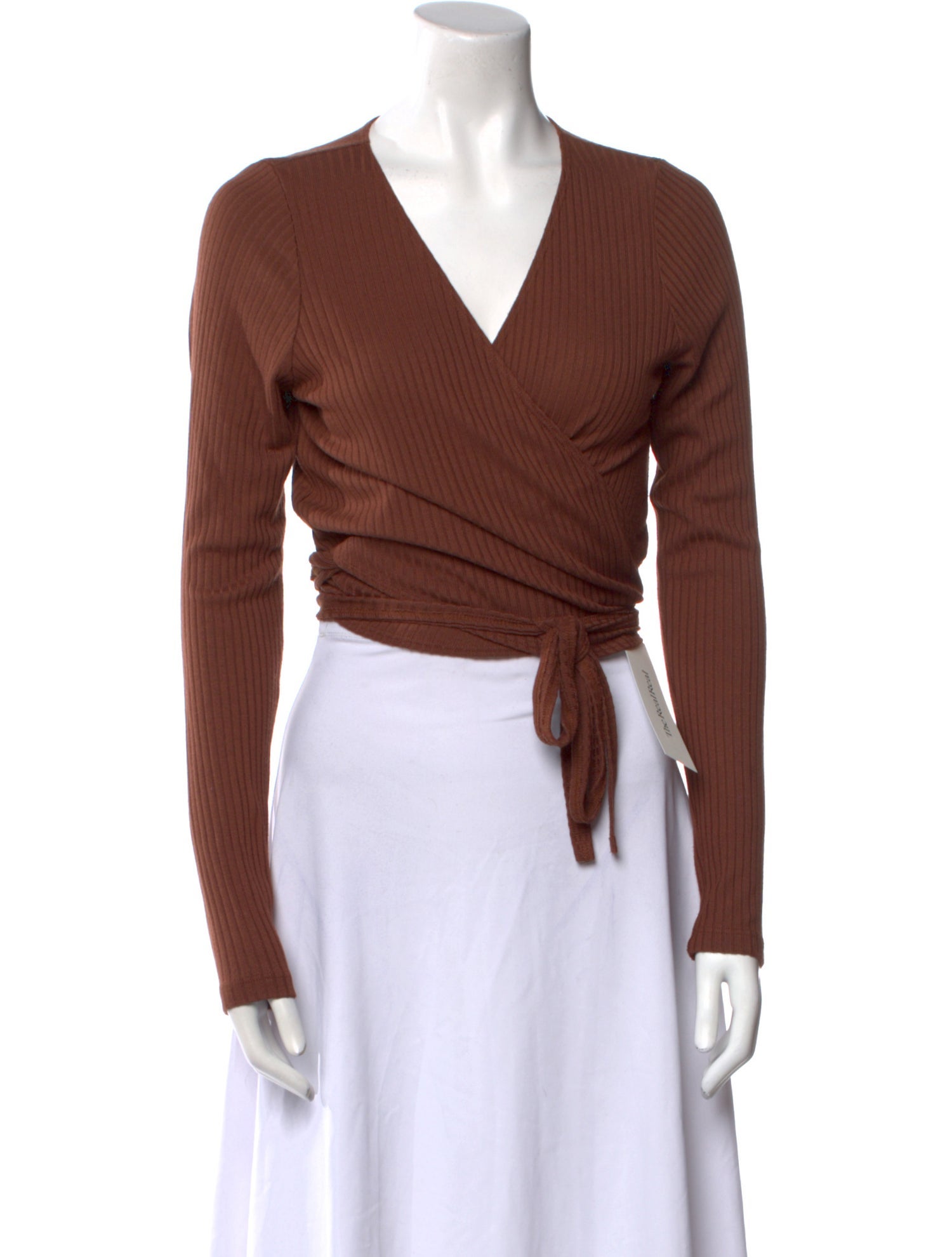 Reformation V-Neck Long Sleeve Crop Top