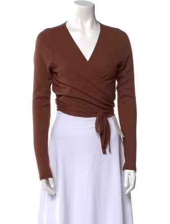 Reformation V-Neck Long Sleeve Crop Top