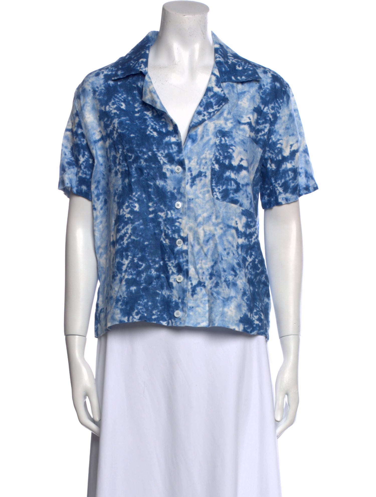 Reformation Linen Printed Button-Up Top