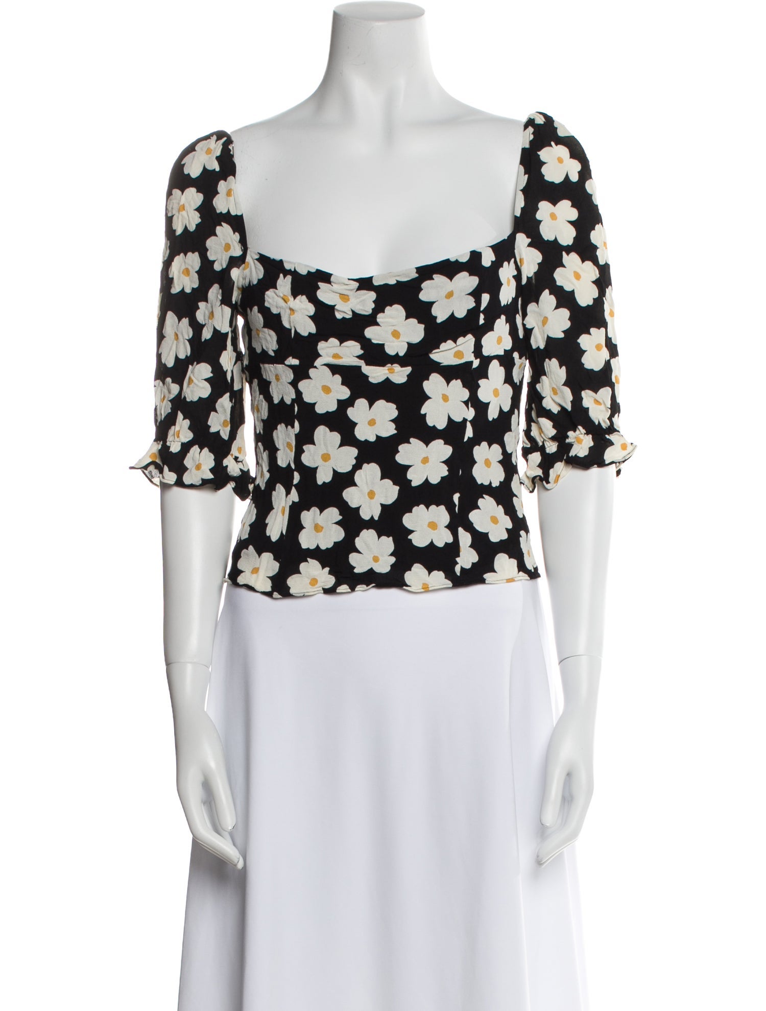 Reformation Floral Print Square Neckline Crop Top