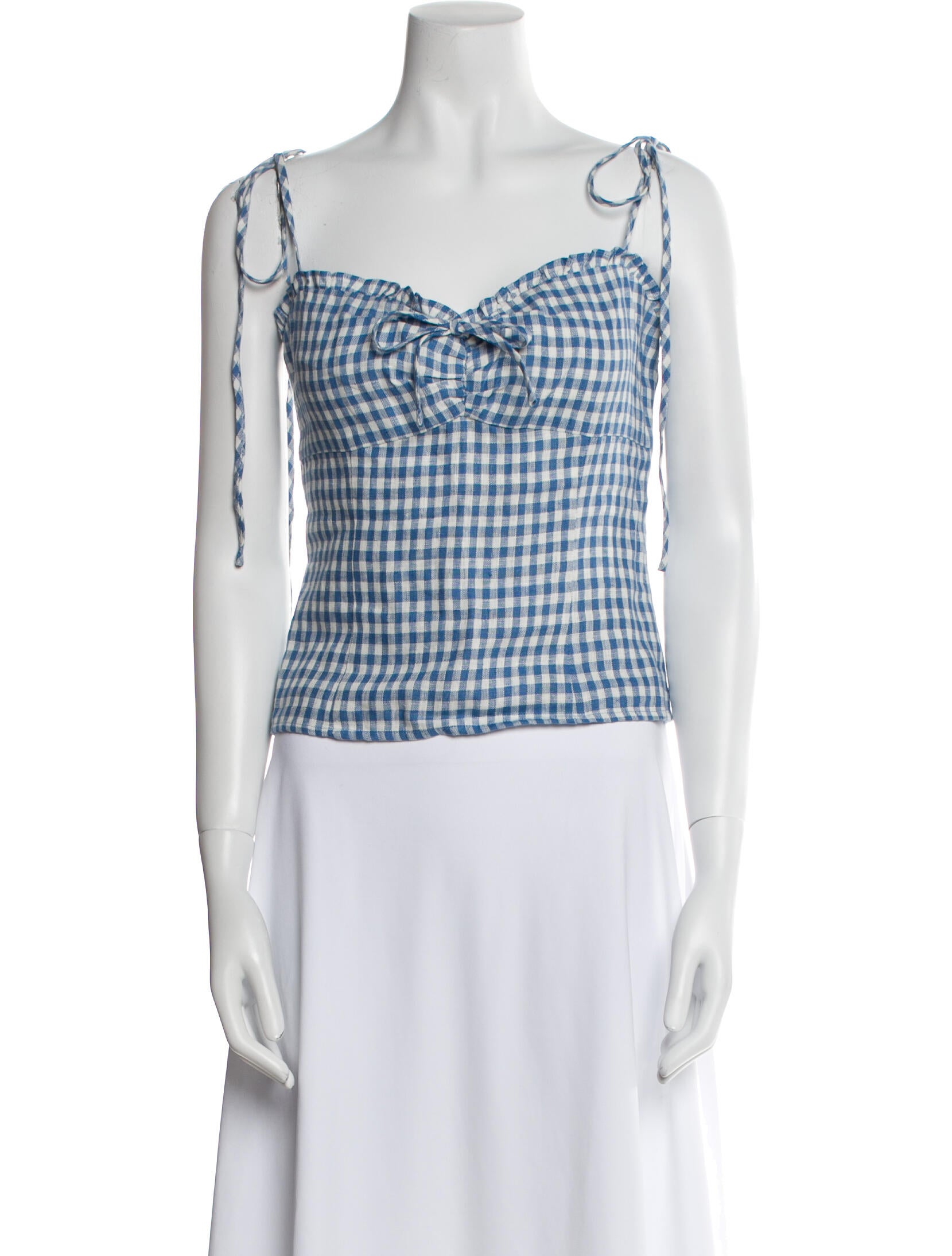 Reformation Linen Plaid Print Crop Top w/ Tags