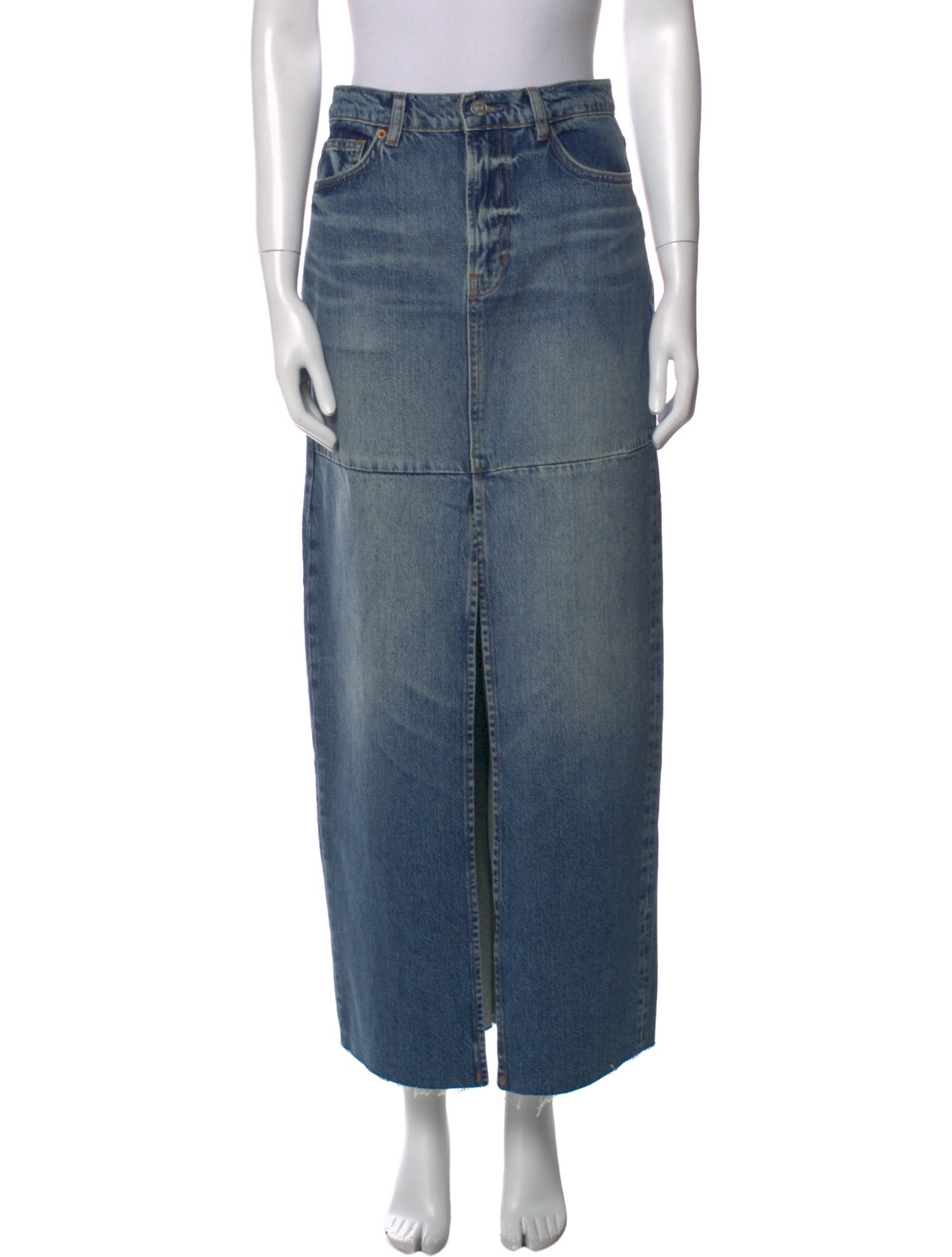 Reformation Distressed Accents Midi Length Skirt