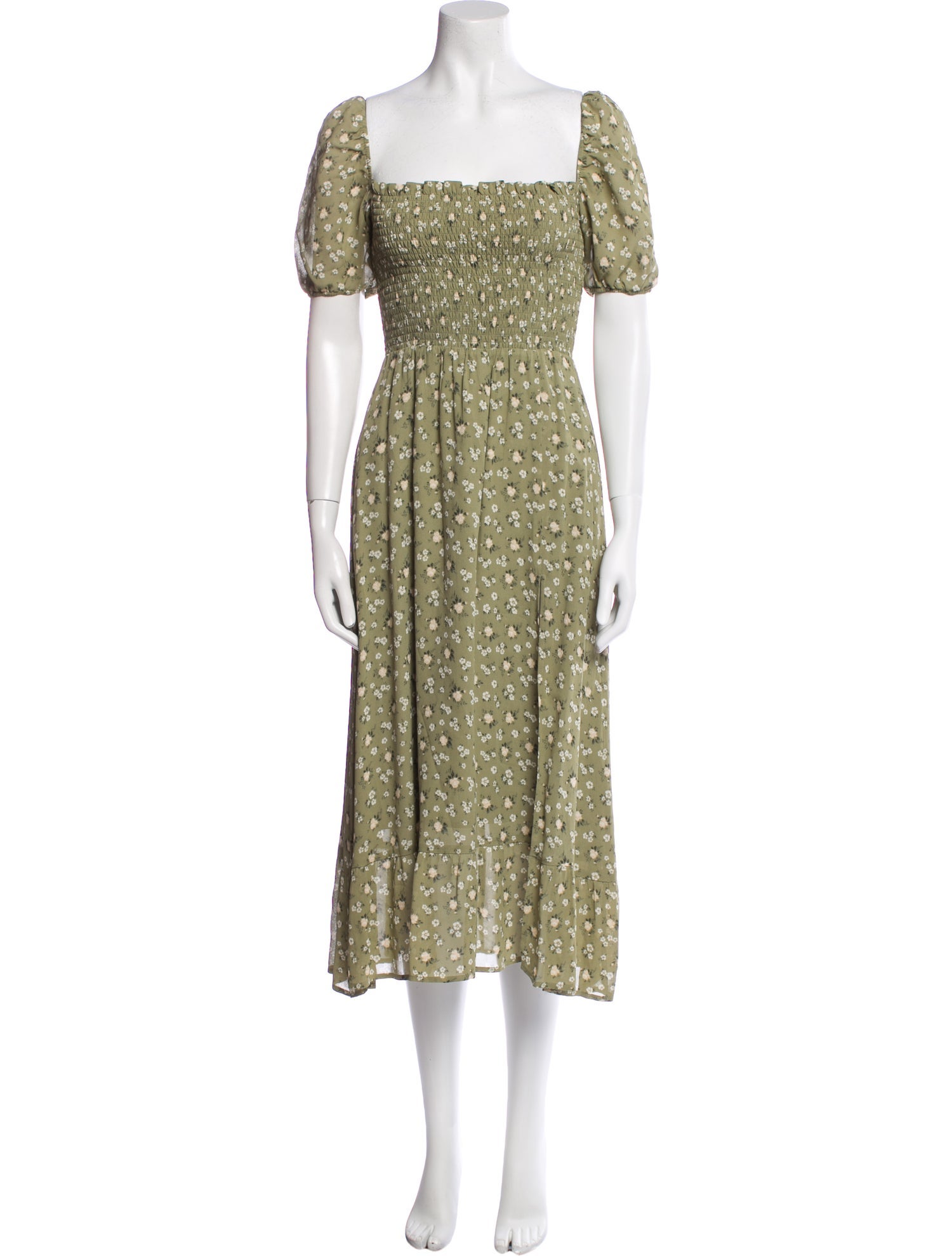 Reformation Floral Print Midi Length Dress