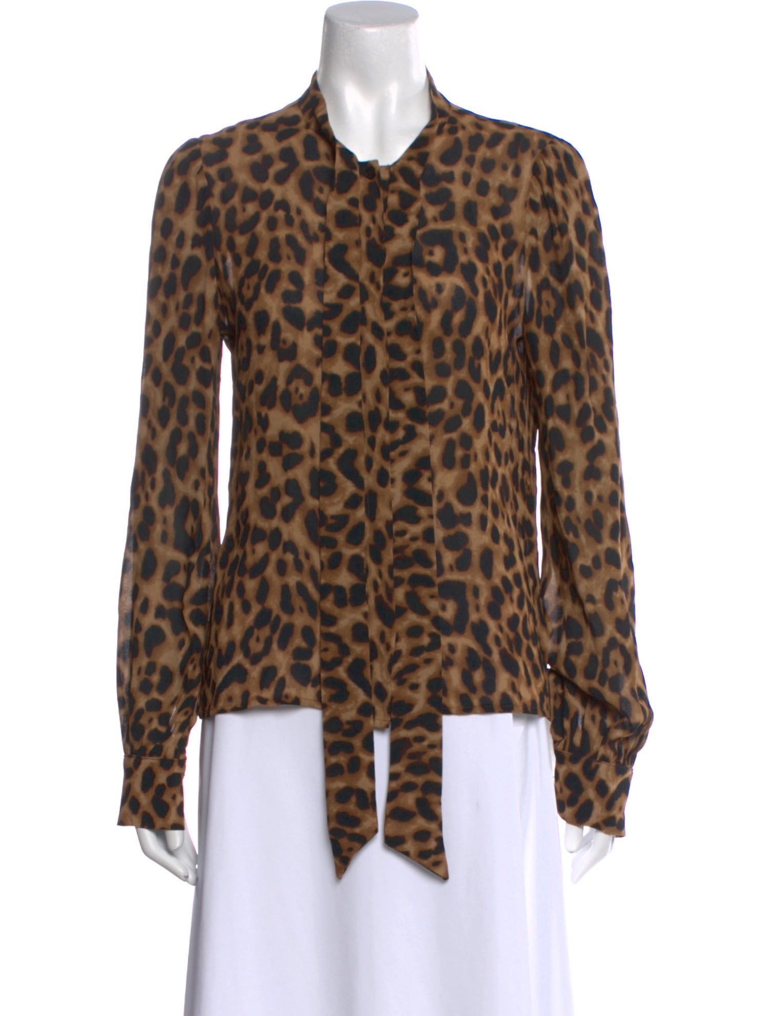 Reformation Animal Print Long Sleeve Button-Up Top