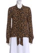Reformation Animal Print Long Sleeve Button-Up Top