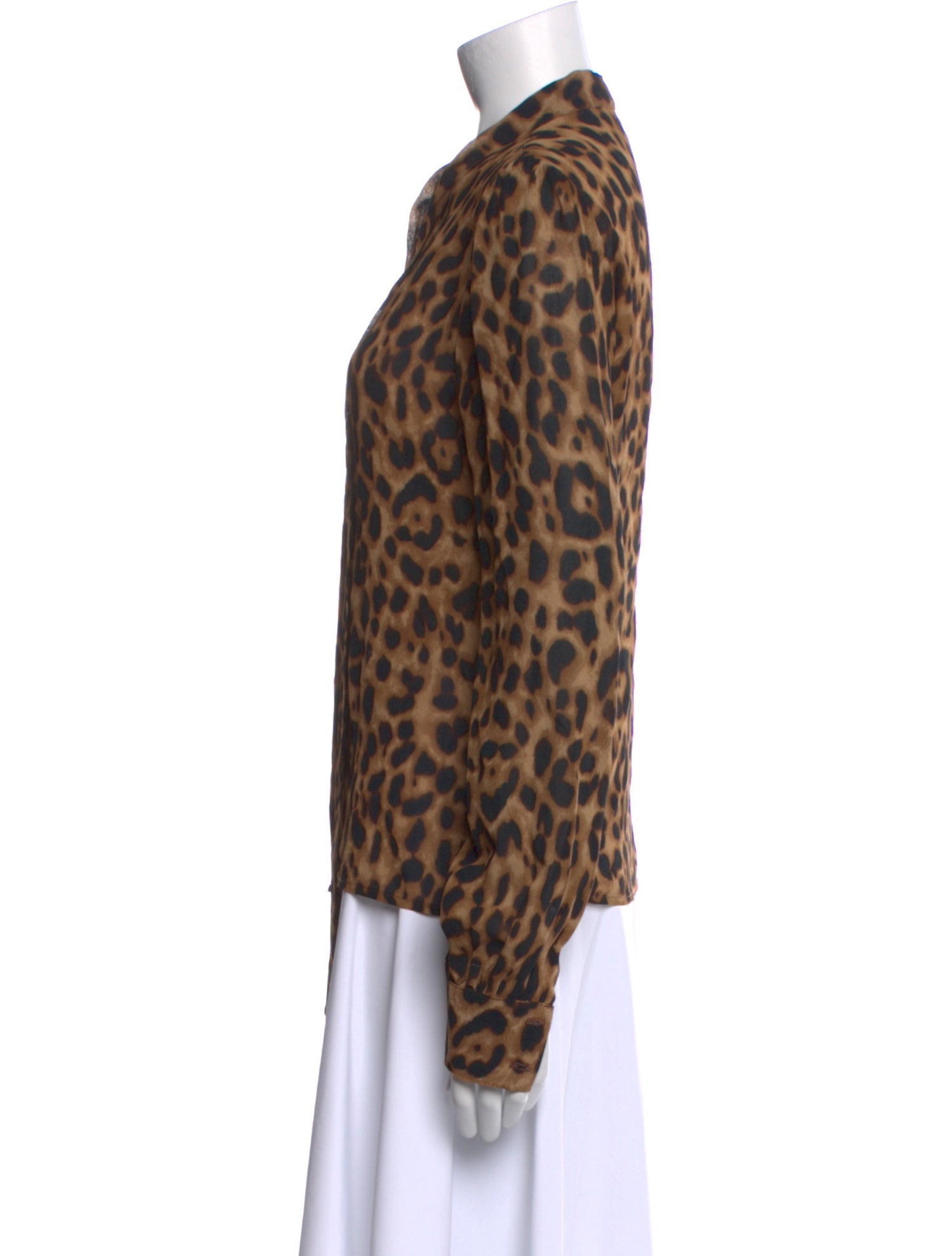 Reformation Animal Print Long Sleeve Button-Up Top