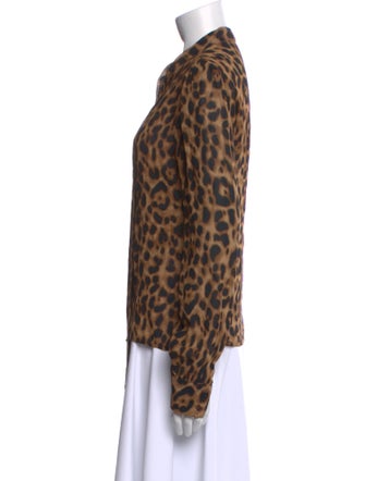 Reformation Animal Print Long Sleeve Button-Up Top