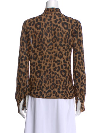 Reformation Animal Print Long Sleeve Button-Up Top