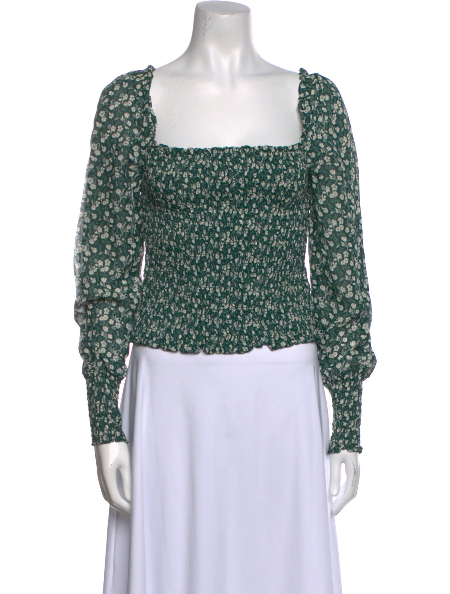 Reformation Floral Print Square Neckline Crop Top