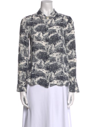 Reformation Printed Long Sleeve Button-Up Top