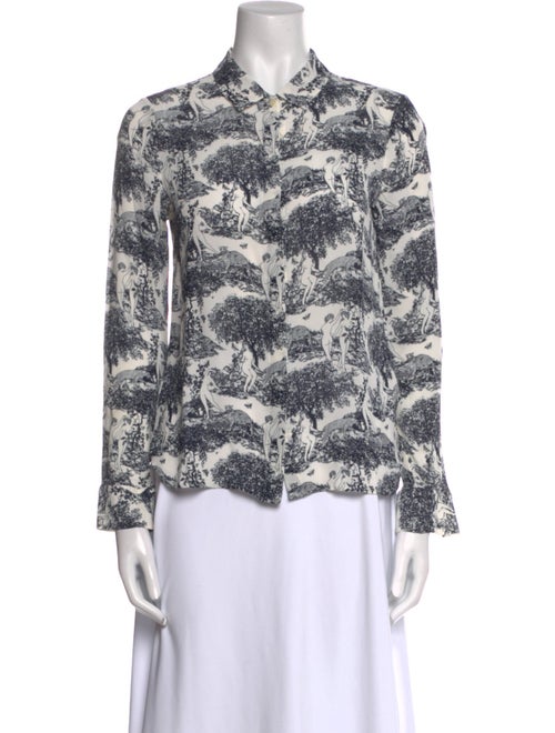 Reformation Printed Long Sleeve Button-Up Top