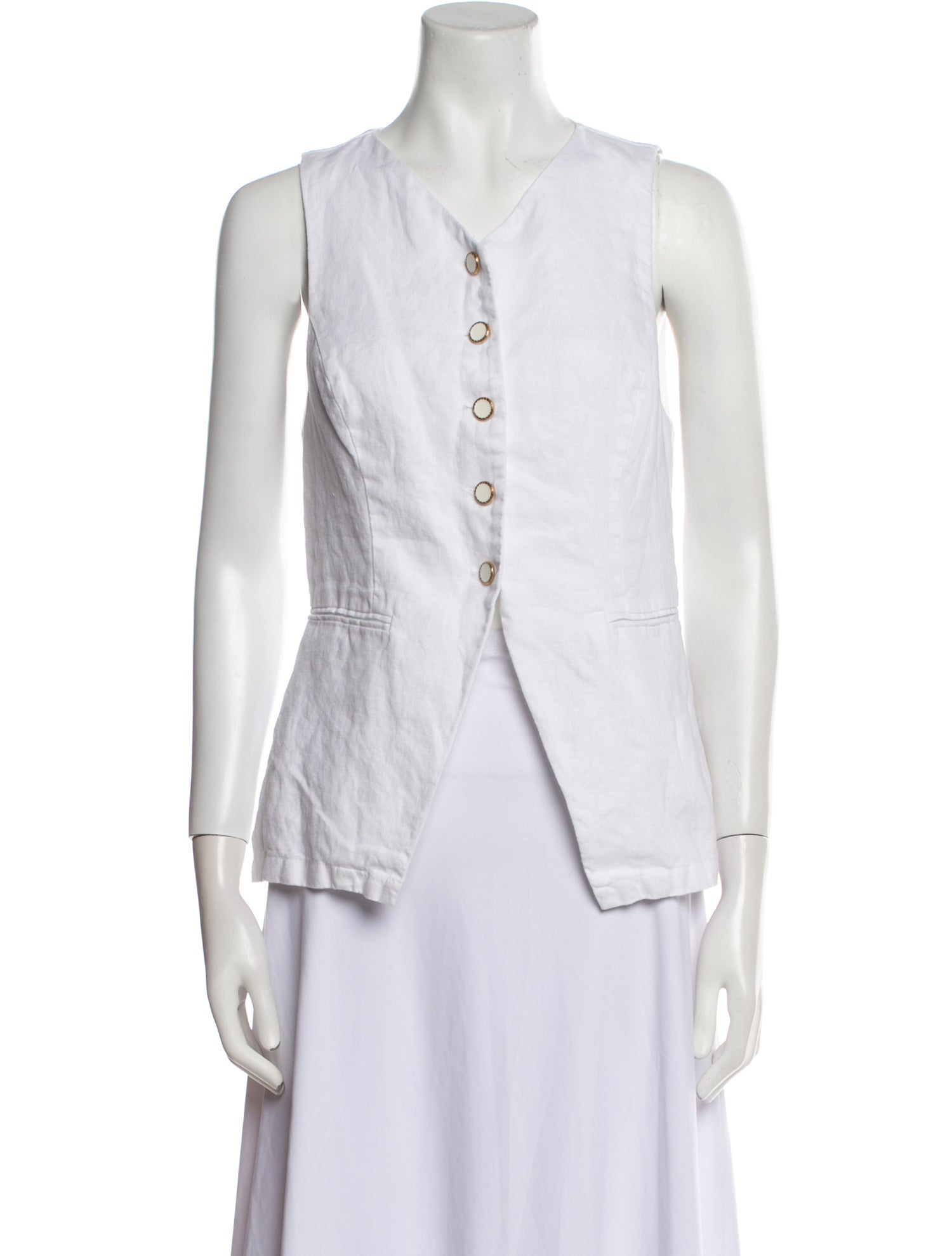 Reformation Linen V-Neck Button-Up Top